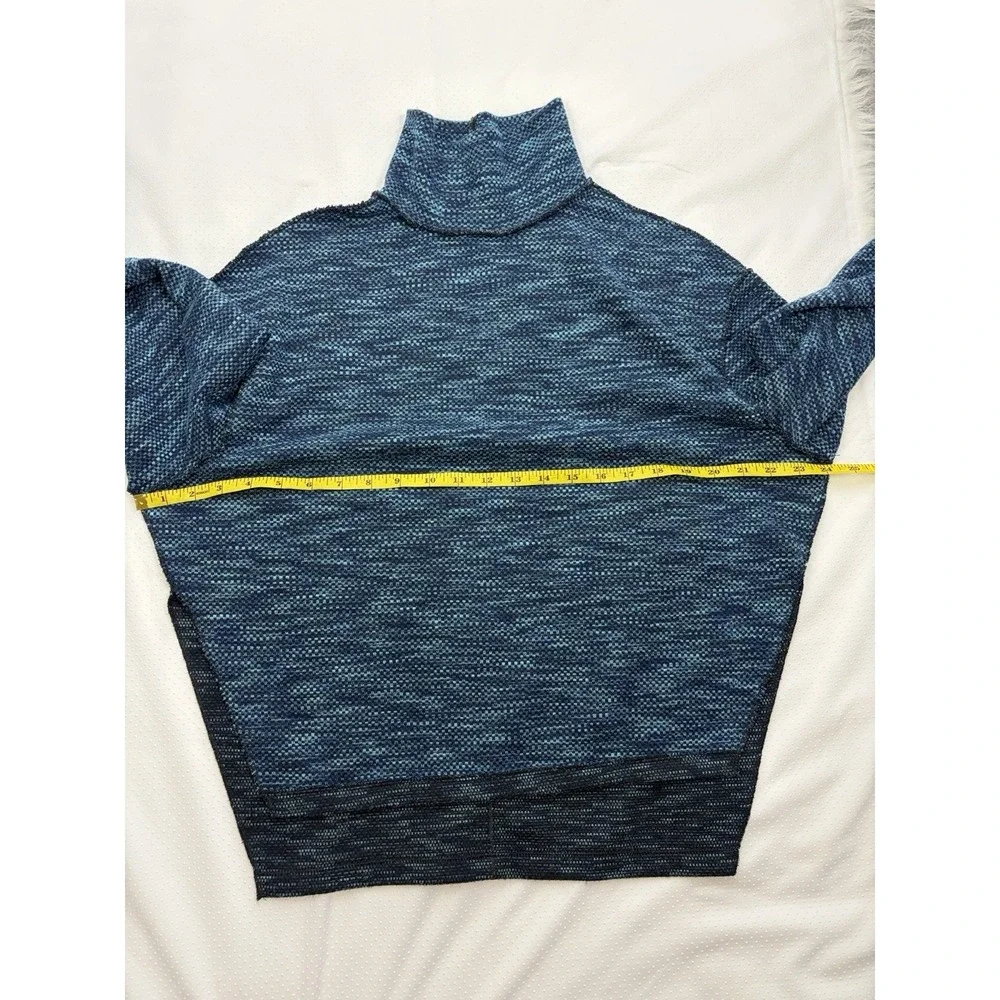 Free People We The Free Sunny Days Marled Funnel Neck Boxy Sweater Blue Xs